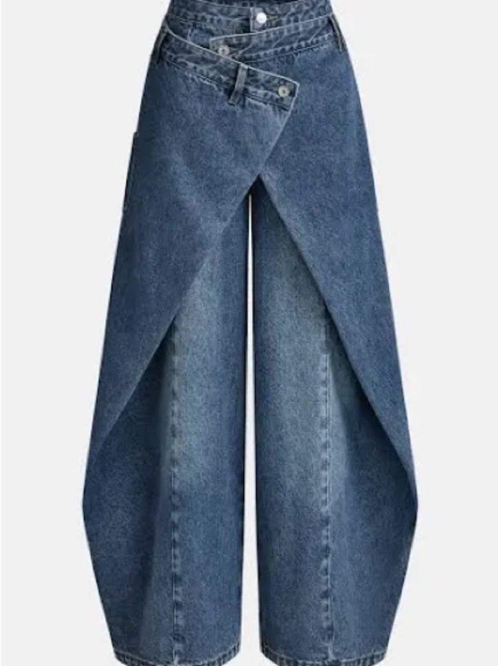 Commense Denim Overlay Wide-Leg Jeans - Blue